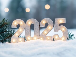 new year 2025 celebration in the snow