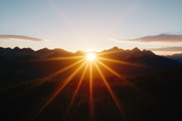 Golden Sunrise Over Mountain Landscape