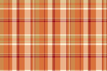 Screen vector textile fabric, new pattern tartan plaid. Single check seamless texture background in orange and red colors.