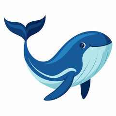 Obraz premium Whale icon swimming playfully in a blue ocean background