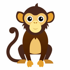 Fototapeta premium Cute cartoon monkey sitting against a white background