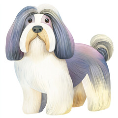 Charming Watercolor Illustration of a Simple Bearded Collie Dog Showcasing Its Playful Nature and Unique Features in a Beautiful Artistic Style Perfect for Pet Lovers and Art Enthusiasts