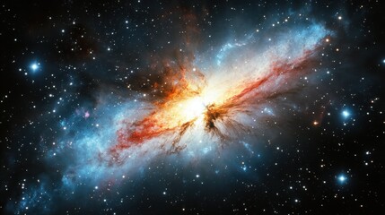 Vibrant Explosion of Colors in a Cosmic Nebula with Stars