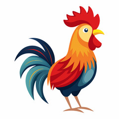Rooster crowing in vibrant colors