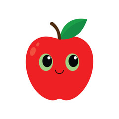 Funny apple vector with eyes and white background