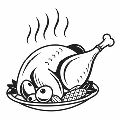 Food-Themed Chicken Leg Silhouette High-Resolution Vector File.