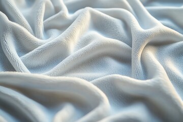 An abstract background of soft, white fleece fabric with gentle curves and shadows, creating a sense of warmth and comfort, ideal for winter designs.