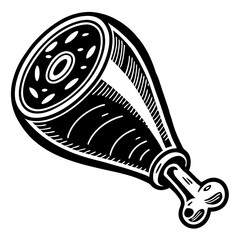 Crisp Chicken Drumstick Silhouette Vector Perfect for Menus & Branding.