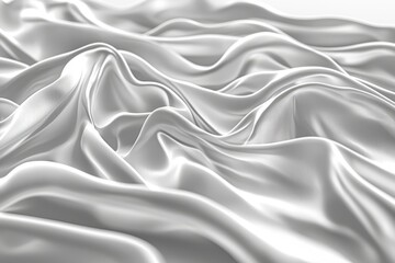 Obraz premium An elegant white silk fabric, draped in soft folds, creating a luxurious and smooth texture with subtle highlights and shadows across the surface.