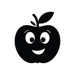 Funny apple silhouette with eyes and with white background