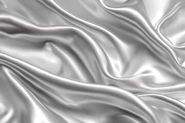 Obraz premium A silver satin fabric with soft, flowing folds, creating an elegant and luxurious background with shimmering highlights and shadows throughout the texture, creating depth and movement.