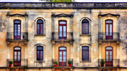 Antique Building Facade Illustration