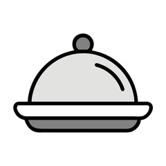 Vector icon of a serving tray with a cloche representing dining and hospitality settings