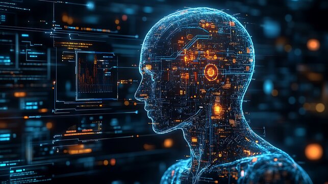 AI-driven pharma analytics concept vector visualizing artificial intelligence examining clinical trials and market insights