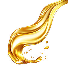 Fototapeta premium A flowing stream of golden oil isolated on a transparent background