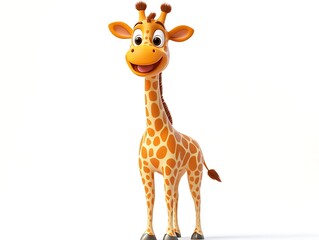 Obraz premium Joyful giraffe character studio illustration cartoon front view