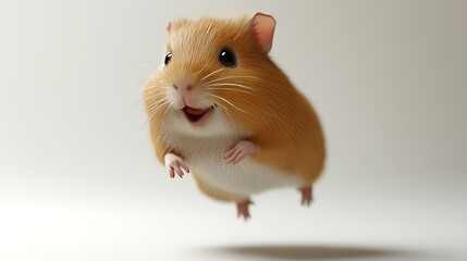 Playful hamster jumping studio animal photography minimalist close-up
