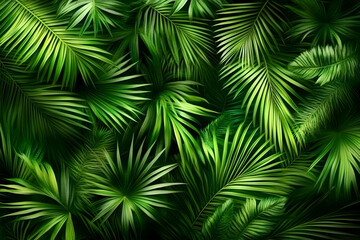 Lush Tropical Palm Leaves Background Image