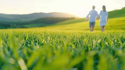 Couple Walking Hand In Hand - Nature Bliss