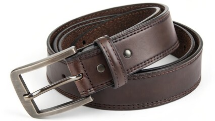 Brown Leather Belt with Metal Buckle