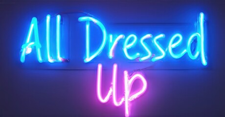 Obraz premium Neon sign all dressed glowing evening gown stylish chic patterns elegant fashion sparkles bright colorful realistic photo