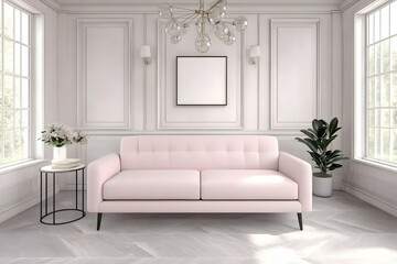 Pink Sofa in Elegant Room 3D Render