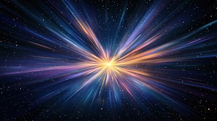 Fototapeta premium A starburst of light radiates outwards from the center of the image.