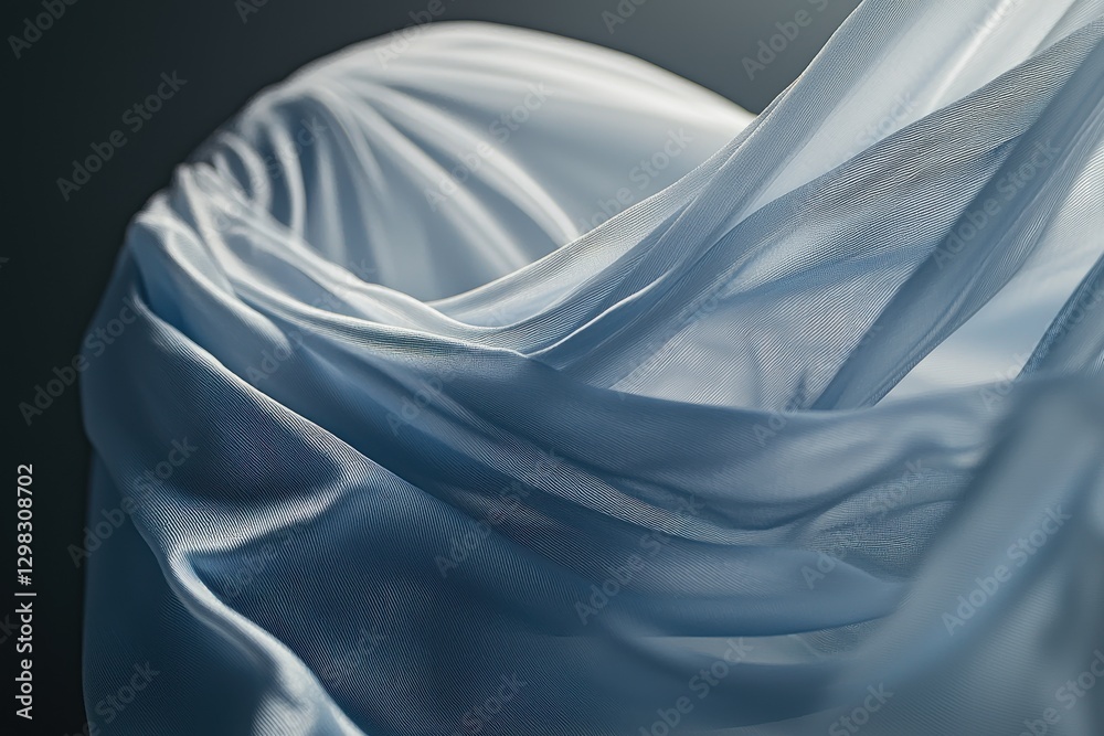 Poster abstract flowing blue fabric creating soft waves and delicate texture, ideal for elegant backgrounds