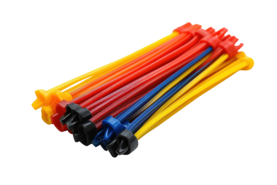 Colorful plastic zip ties arranged neatly for organization and quick access in various projects