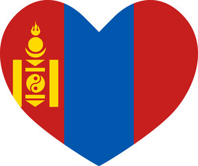 Mongolia heart shaped icon flag illustrator national