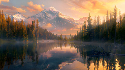 Sunset Serenity: A Panoramic View of a Tranquil National Park