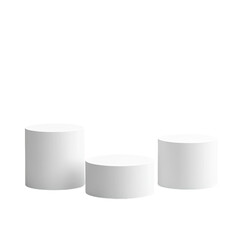 cylindrical pedestals, round platforms for product presentation on an transparent background