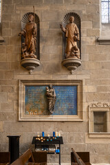 statue inside Saint Vincent cathedral in Saint Malo, Brittany France