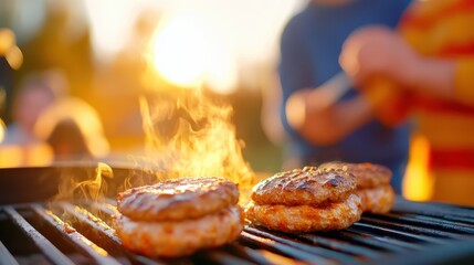 Sunset Grilling Fun With Smoky Flavorful Burgers