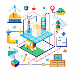 Construction Plans illustrated with colorful graphics