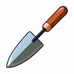 Trowel icon with a wooden handle on a white background