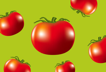 Juicy Red Tomatoes on a Fresh Green Background