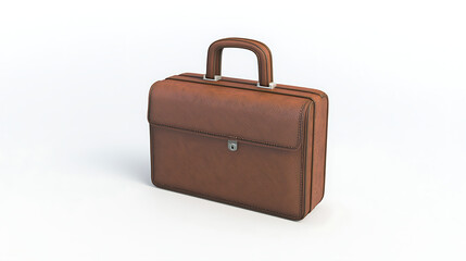 A brown leather briefcase with a silver zipper