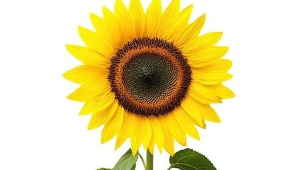 Fototapeta premium bright yellow sunflower with realistic texture on isolated white background