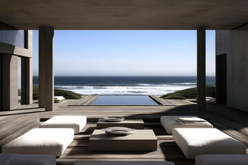 Fototapeta premium Oceanview Minimalist 3D Render