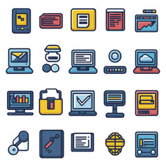 Business and Technology Icons - Computers, Charts, and Communication Tools