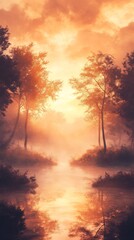 Fototapeta premium soft amber glow fading into misty haze