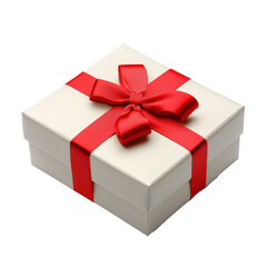 Obraz premium Elegant gift box adorned with a red ribbon against a simple transparent background for any special occasion, Gift Box with Elegant Red Ribbon isolated on transparent background