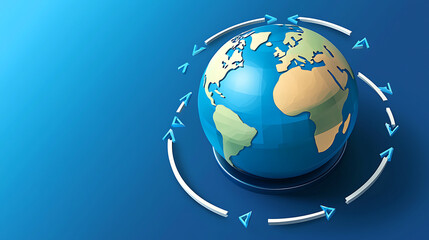 Fototapeta premium A globe with arrows pointing to different places on the planet
