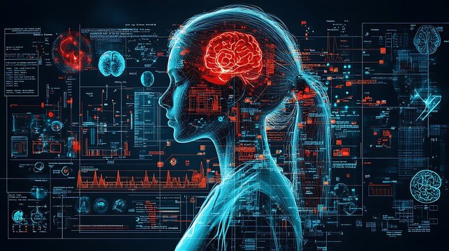 Intelligent pharma analytics vector visualizing AI analyzing clinical information and industry behavior for better drug research