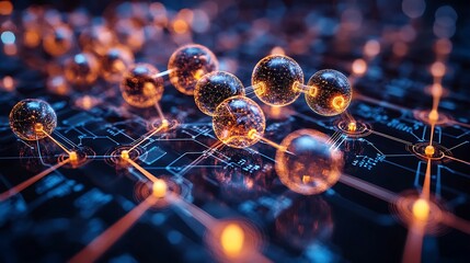 Futuristic vector of AI technology in pharma analytics examining clinical studies and market insights