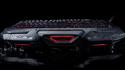 High-Tech Keyboard: This image showcases a high-tech keyboard, with sleek design and cool lighting. A symbol of innovation, the keyboard is ready for all your digital task.