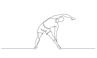 Man Fitness Sport Continuous Line Art Drawing Style. Male Sport Lifestyle One Line Art Vector Illustration. Sportsman Black Linear Sketch Isolated on White Background