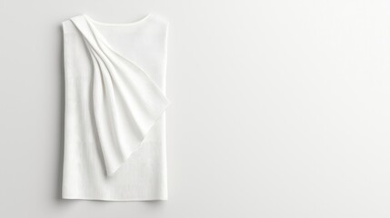 White Draped Sleeveless Top on White Background