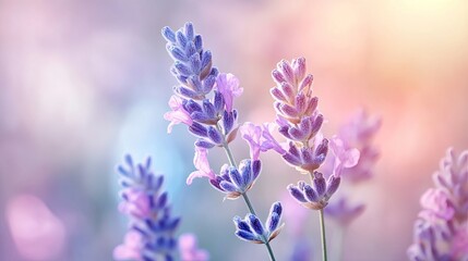 Naklejka premium Lavender blossoms in soft focus, beautiful light